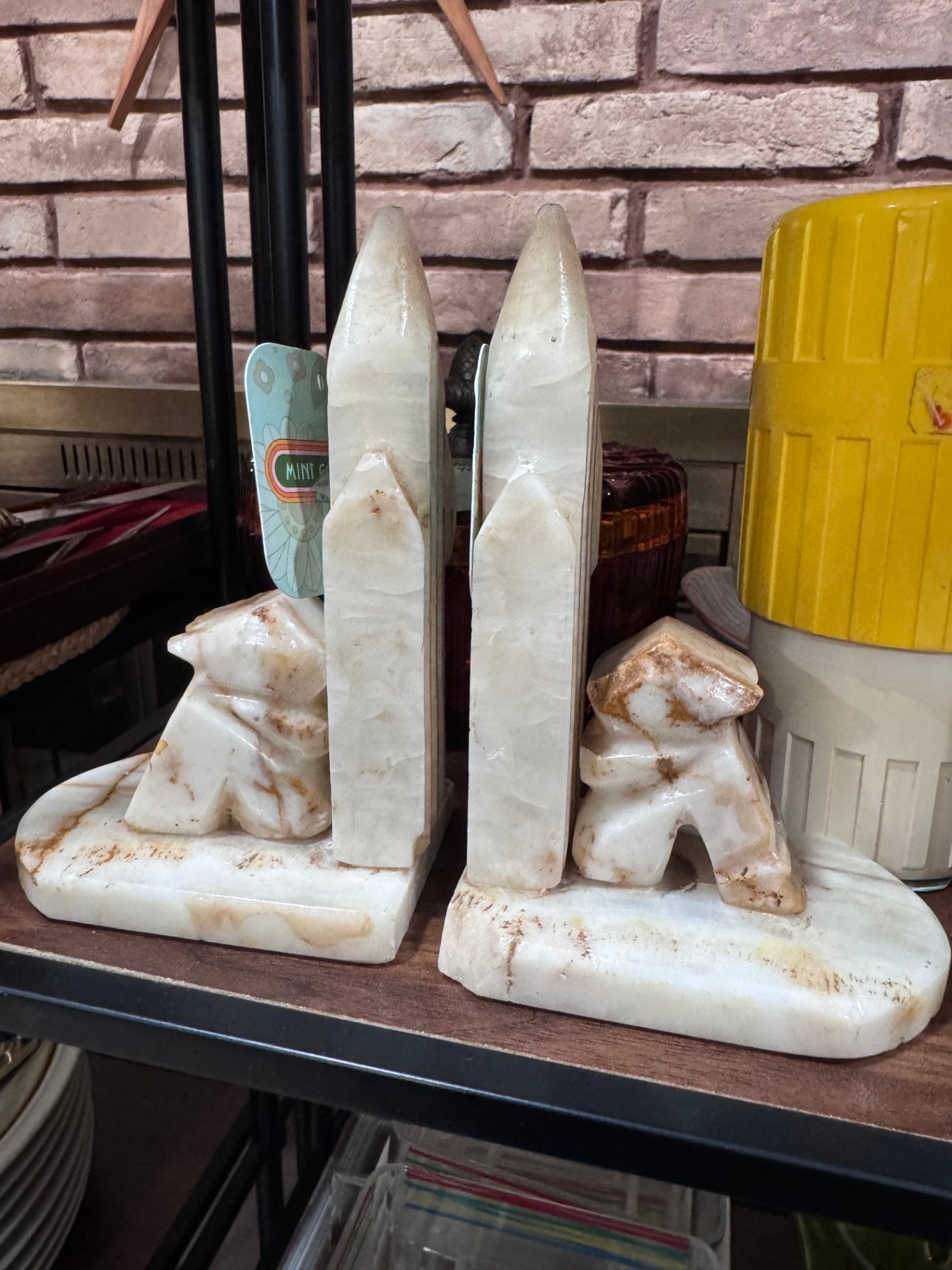 Vintage Hand Carved Onyx Bookend