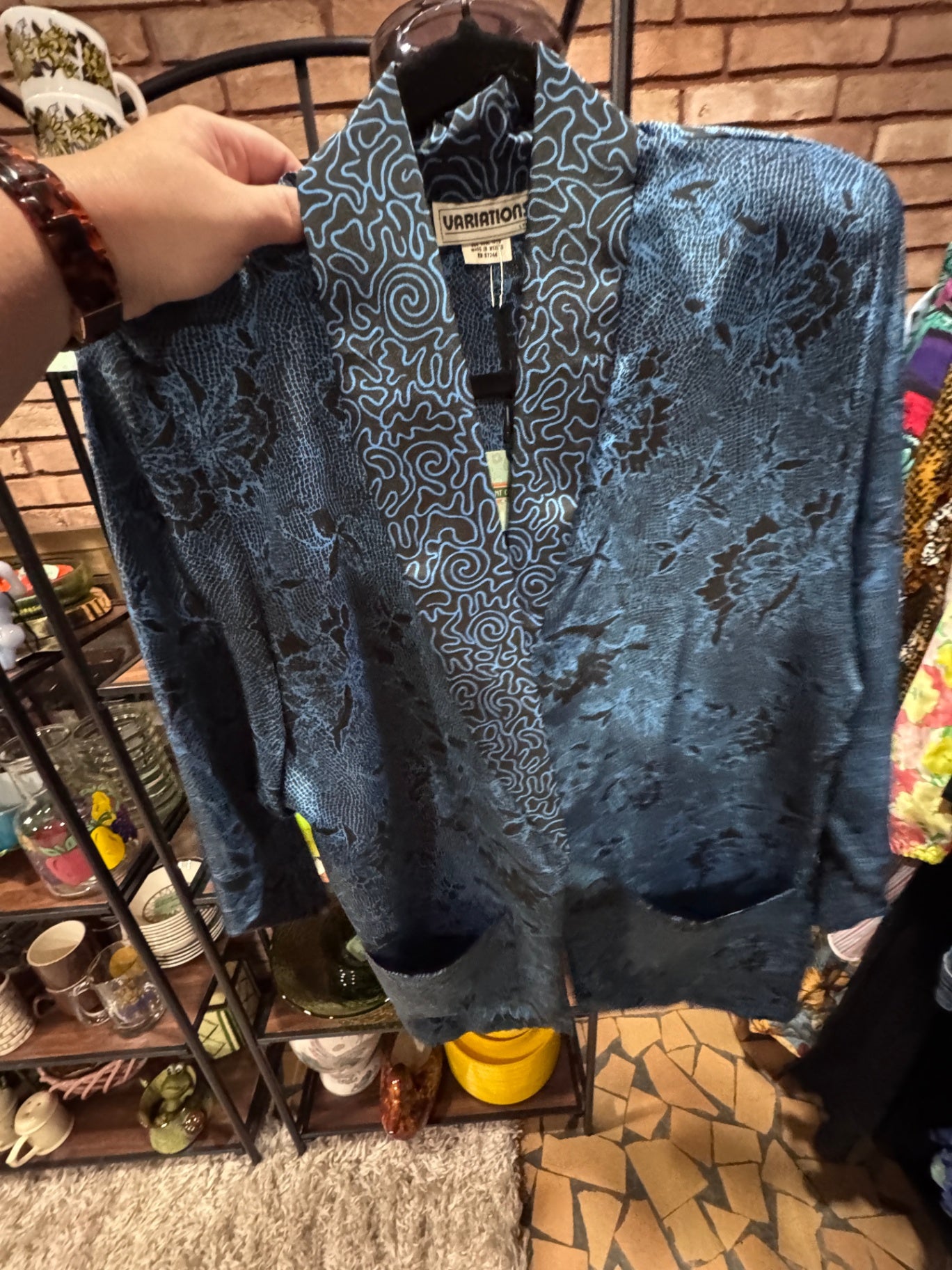 1980s Variations Blue Silk Floral Blazer