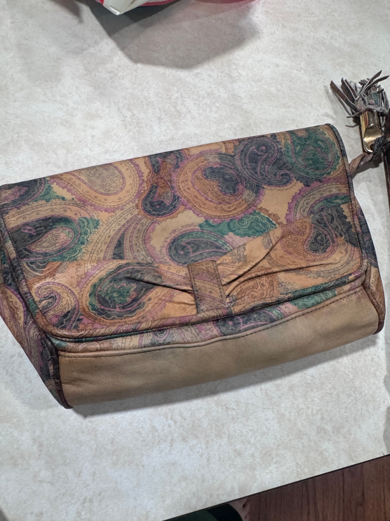 Vintage Robert Bestien Paisley Leather Bag