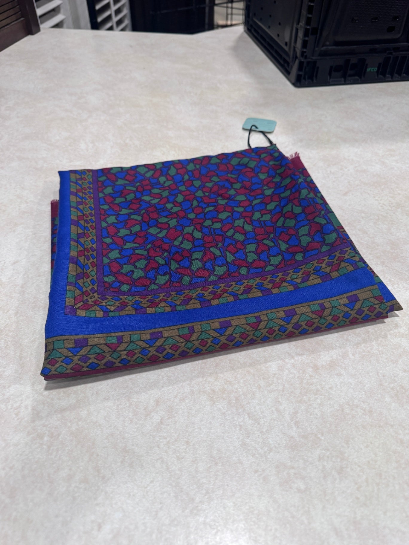 Vintage Blue / Green / Red Floral Scarf