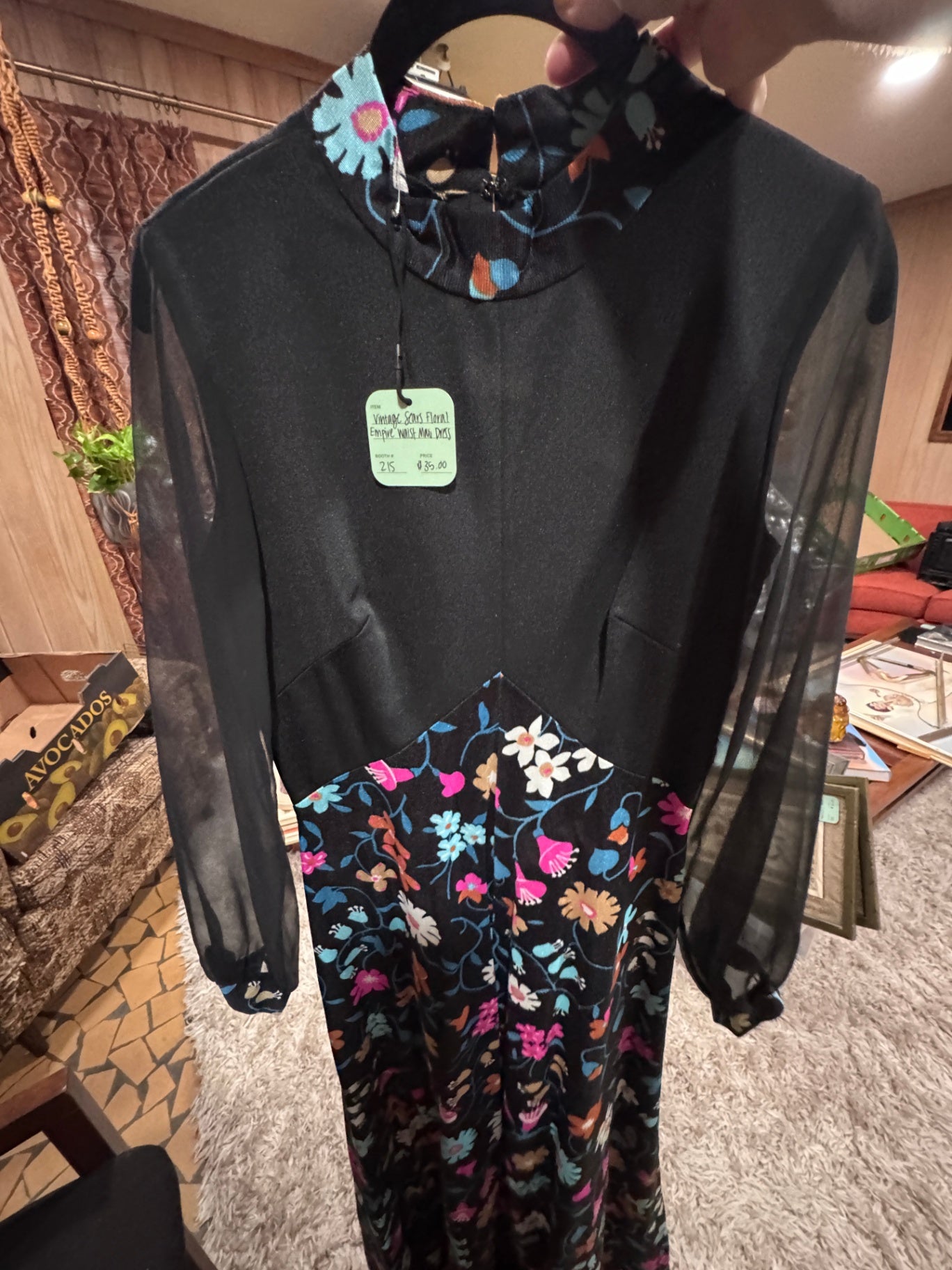 Vintage Sears Floral Empire Waist Maxi Dress