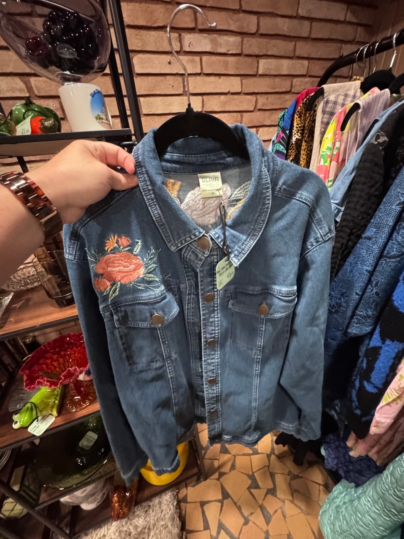Blair Floral Embroidered Denim Jean Jacket
