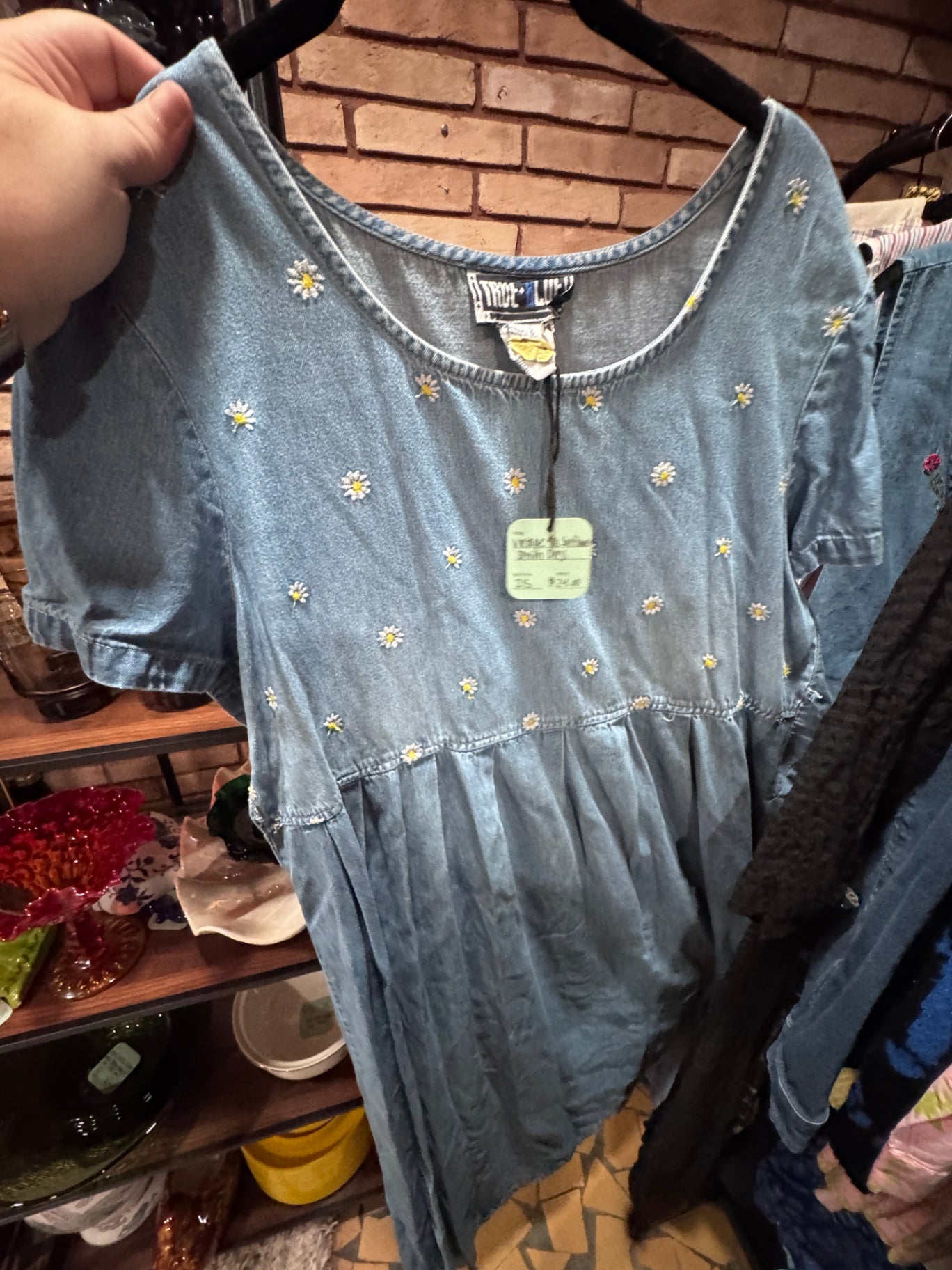 Vintage 90s Sunflower Denim Dress