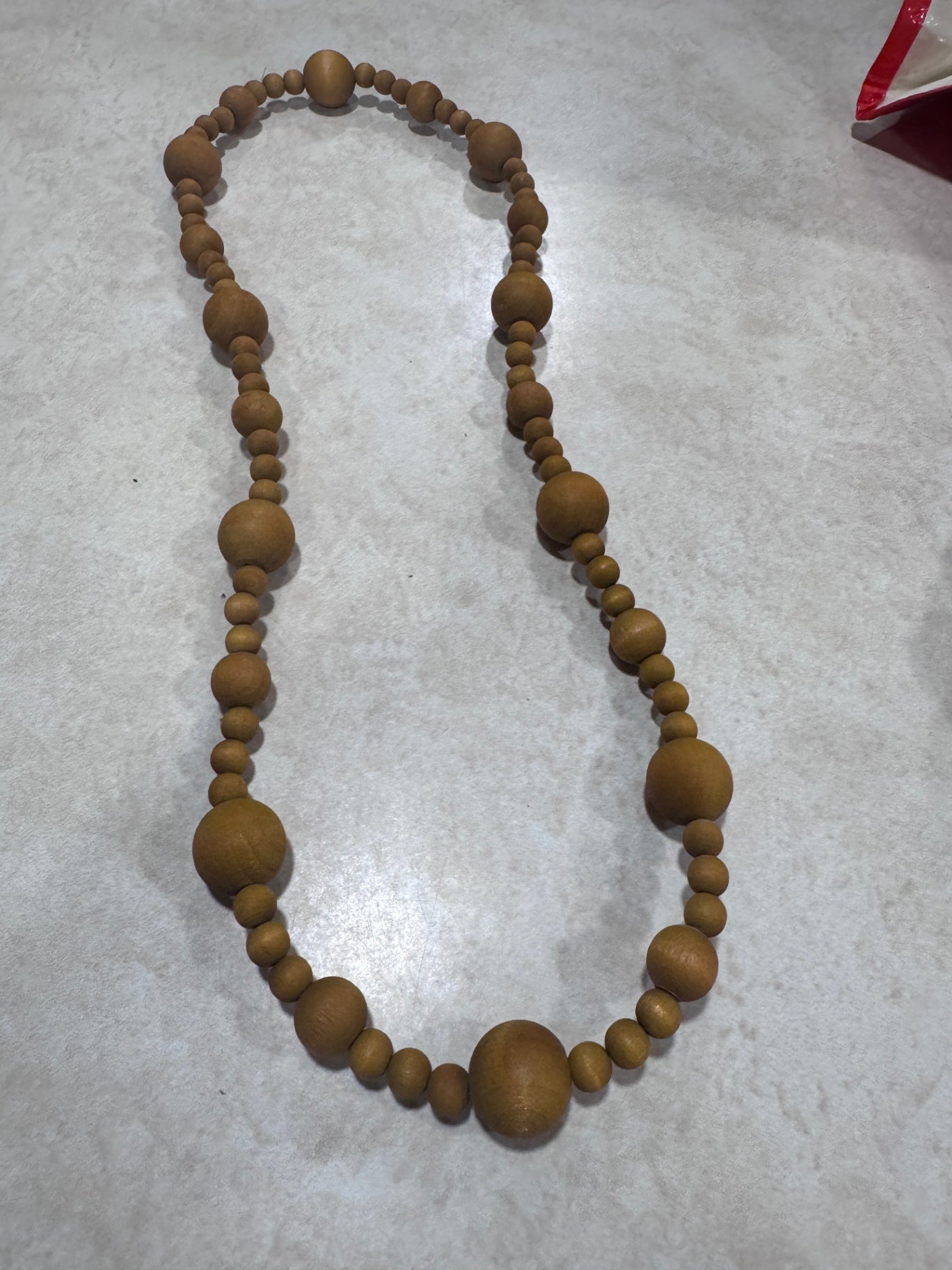 Vintage Yellow Graduated Wooded Bead Necklace