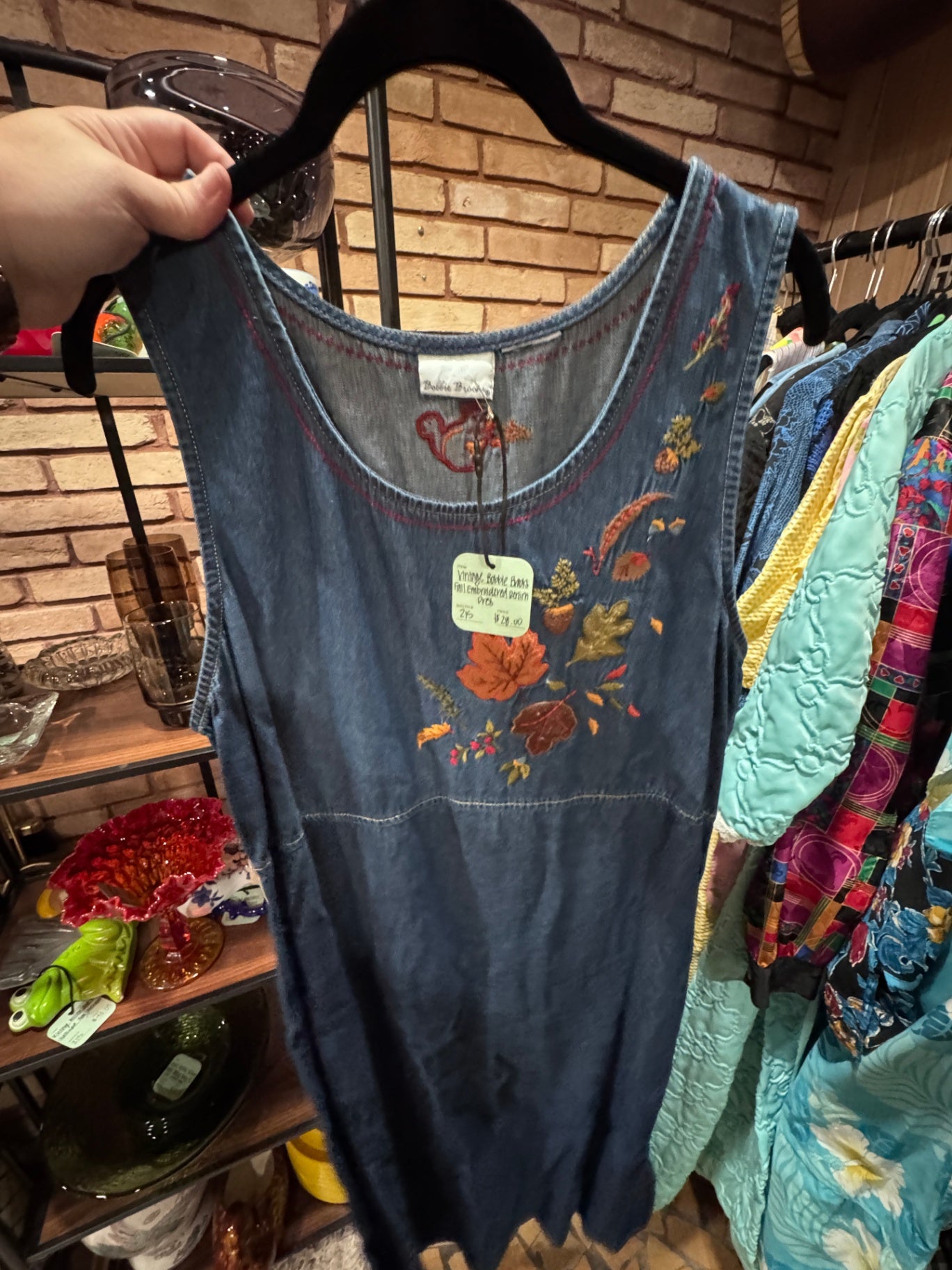 Vintage Bobbie Brooks Fall Embroidered Denim Dress