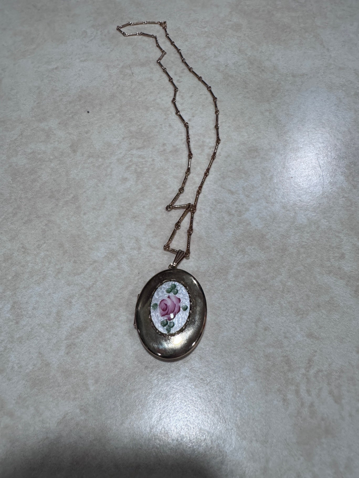 Vintage Guilloche Enamel Rose Locket