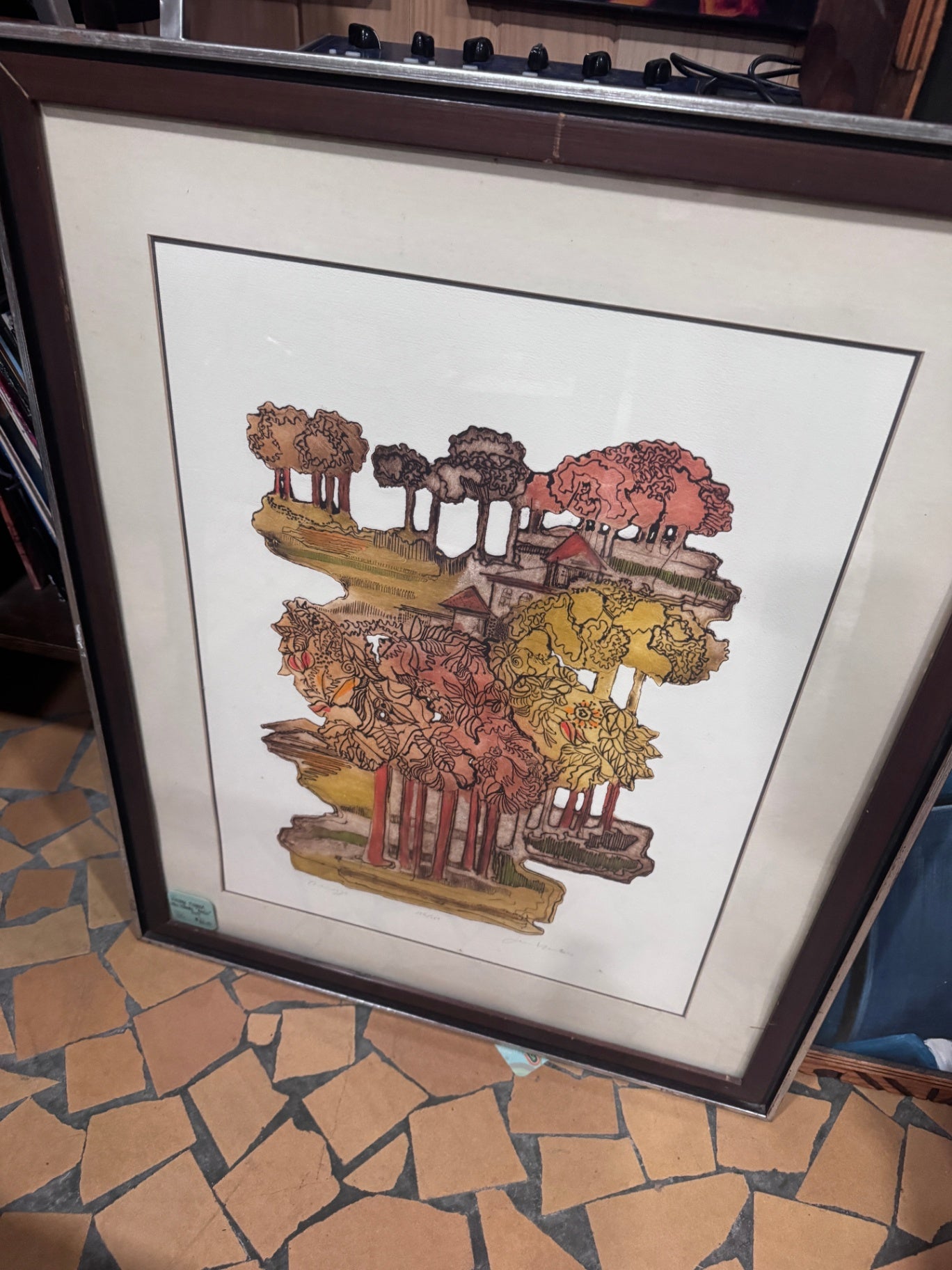 Vintage Framed Jean Nantais "Arrezo" Print
