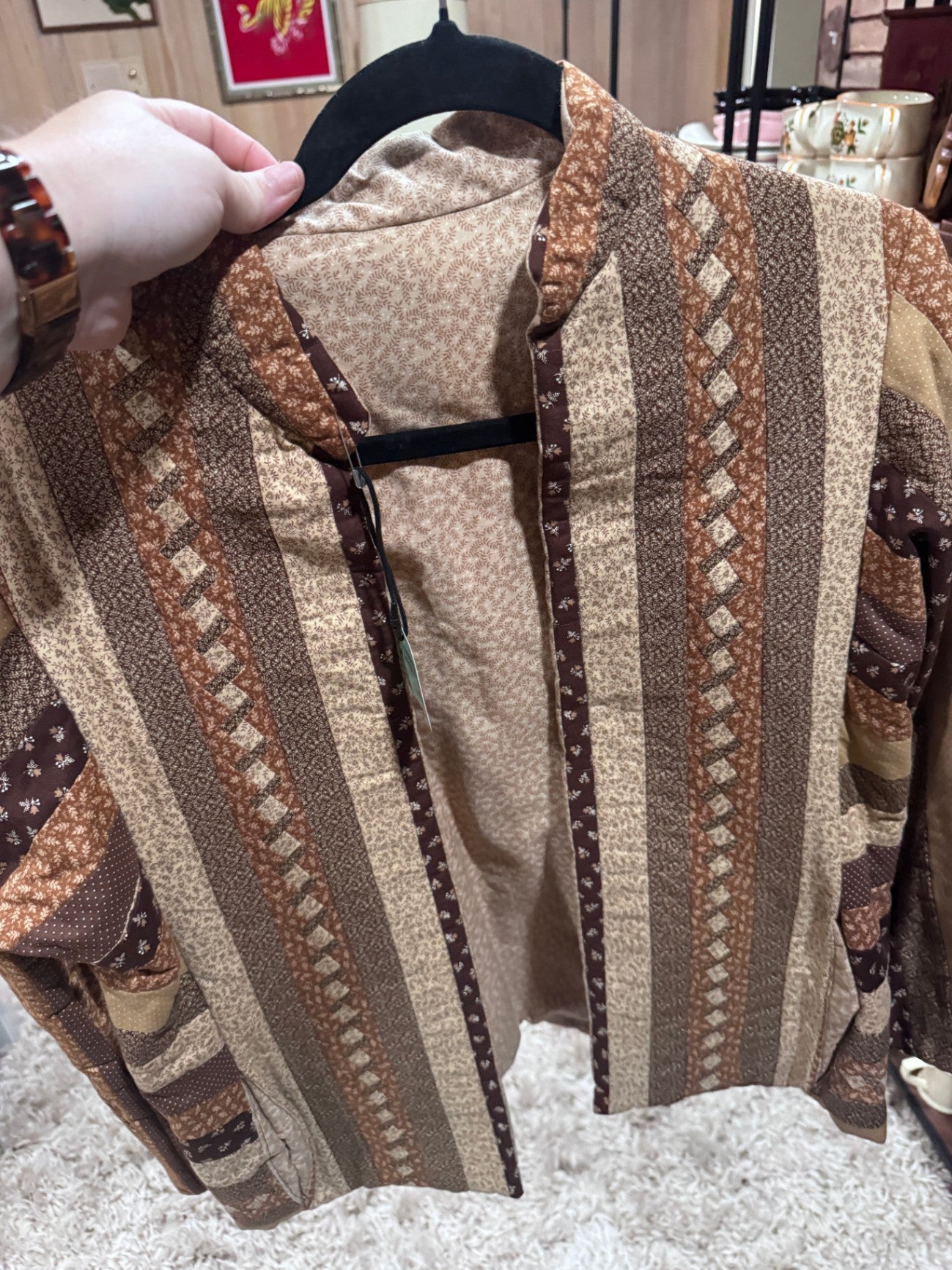 Vintage Handmade Brown Quilted Jacket