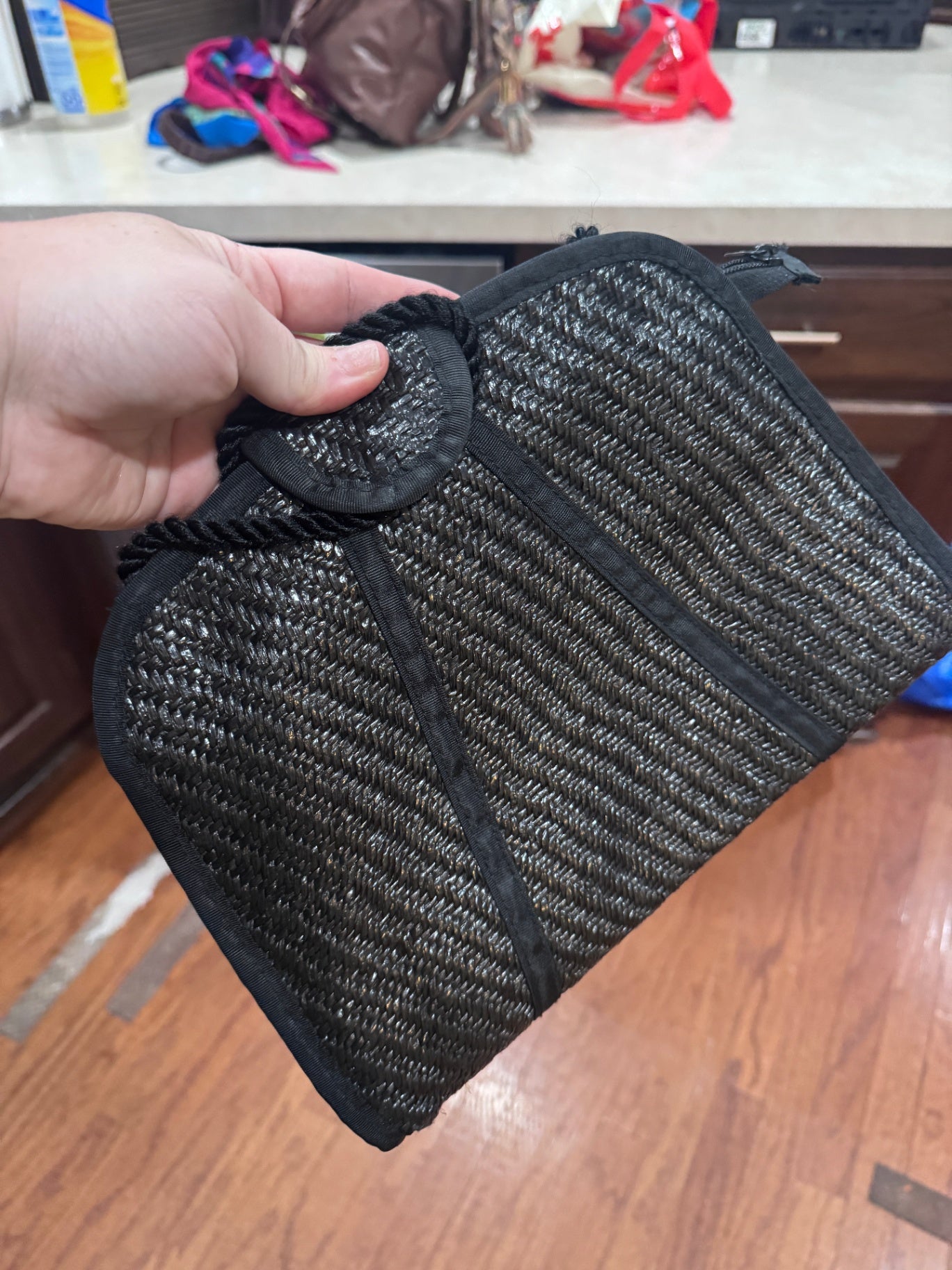 Vintage Black Straw Purse