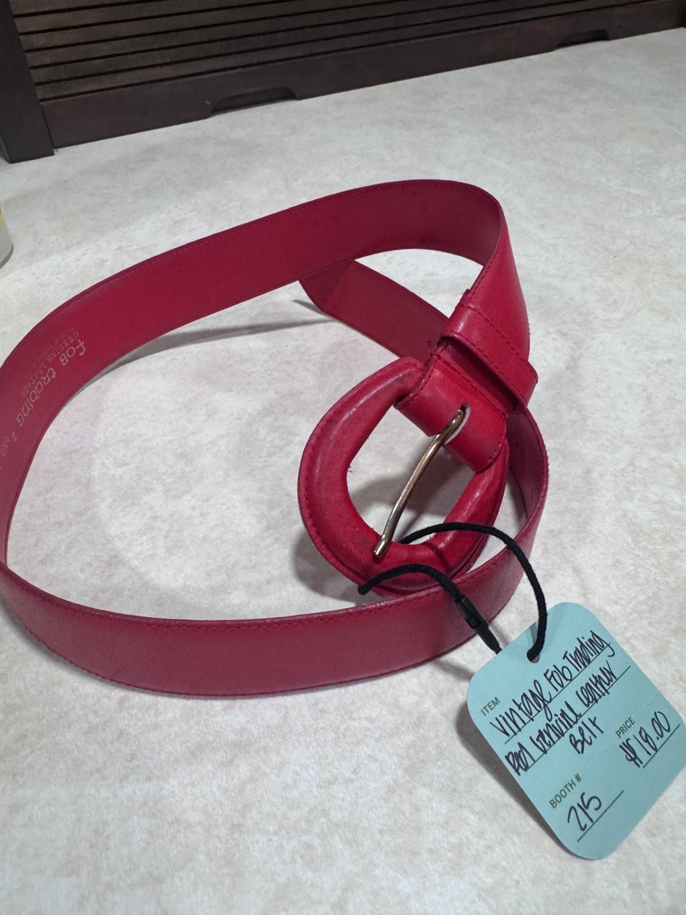 Vintage Fob Trading Red Genuine Leather Belt