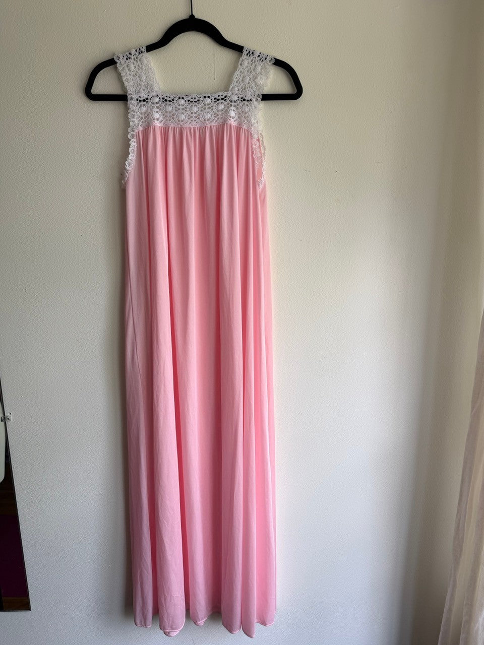 70s pink lace bodice slip dress