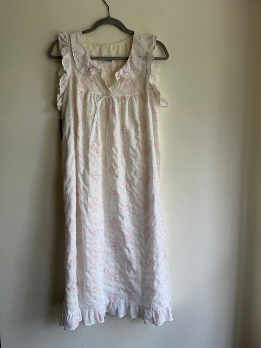 70s ivory floral nighgown/ dress