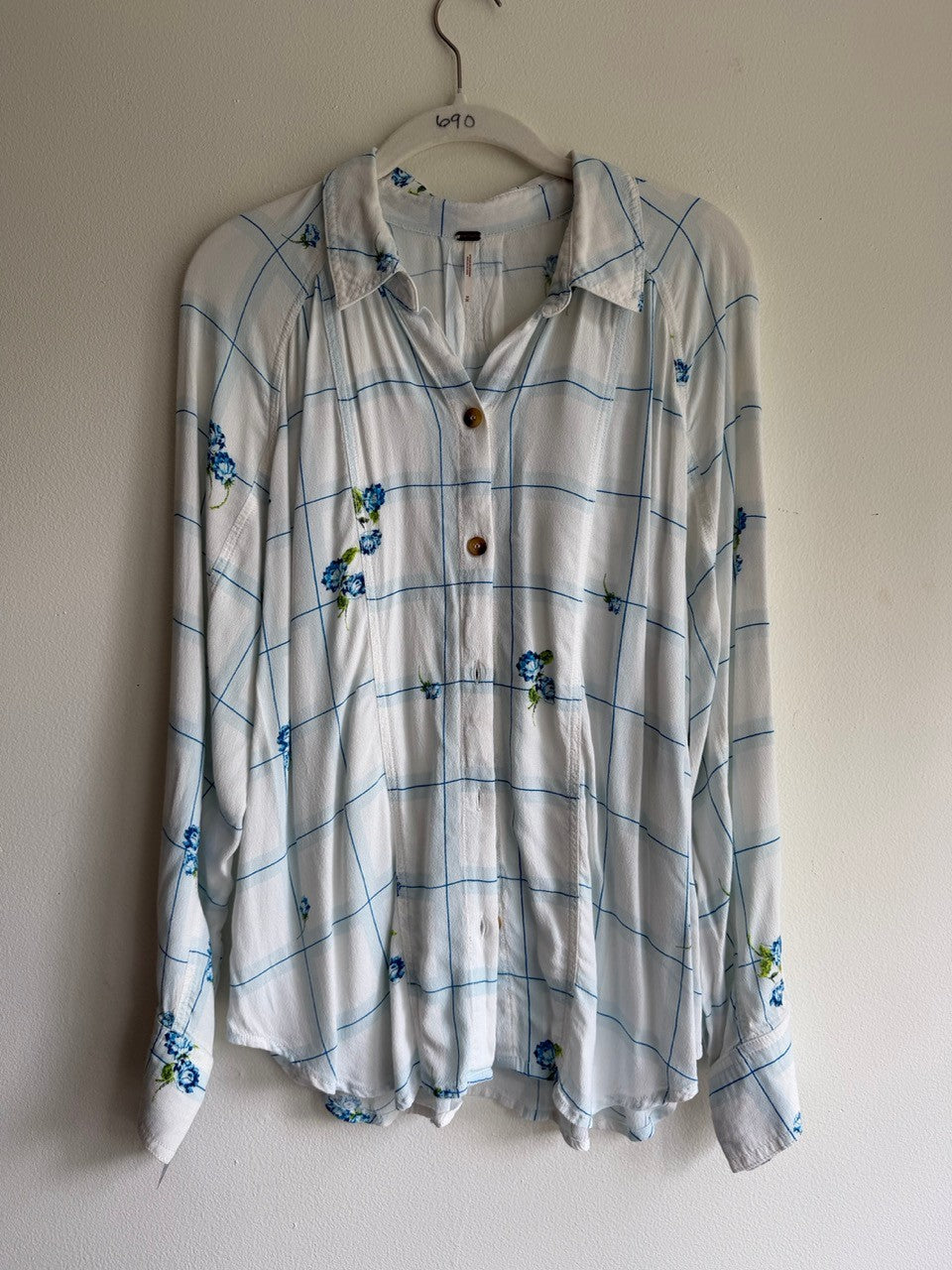 Free People blue flower shirt
