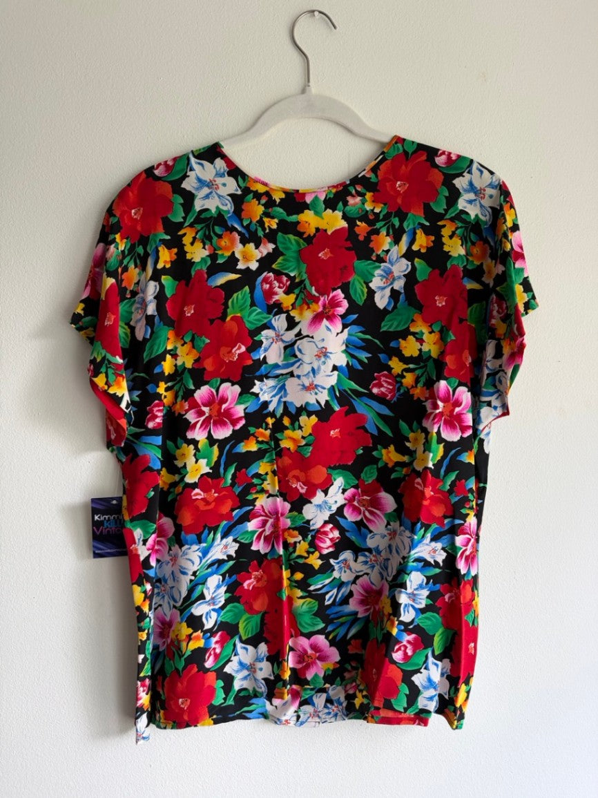 90s floral silk top