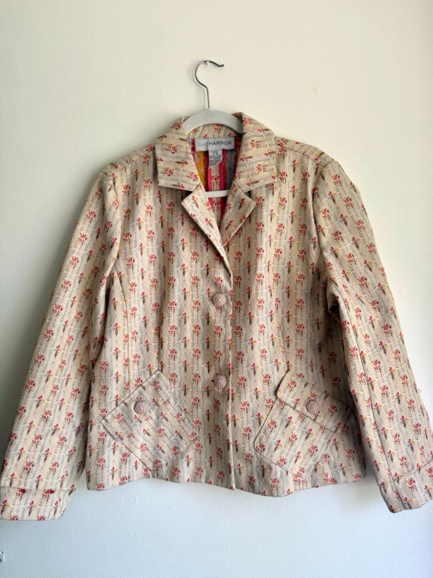 90s tiny flower tapestry blazer