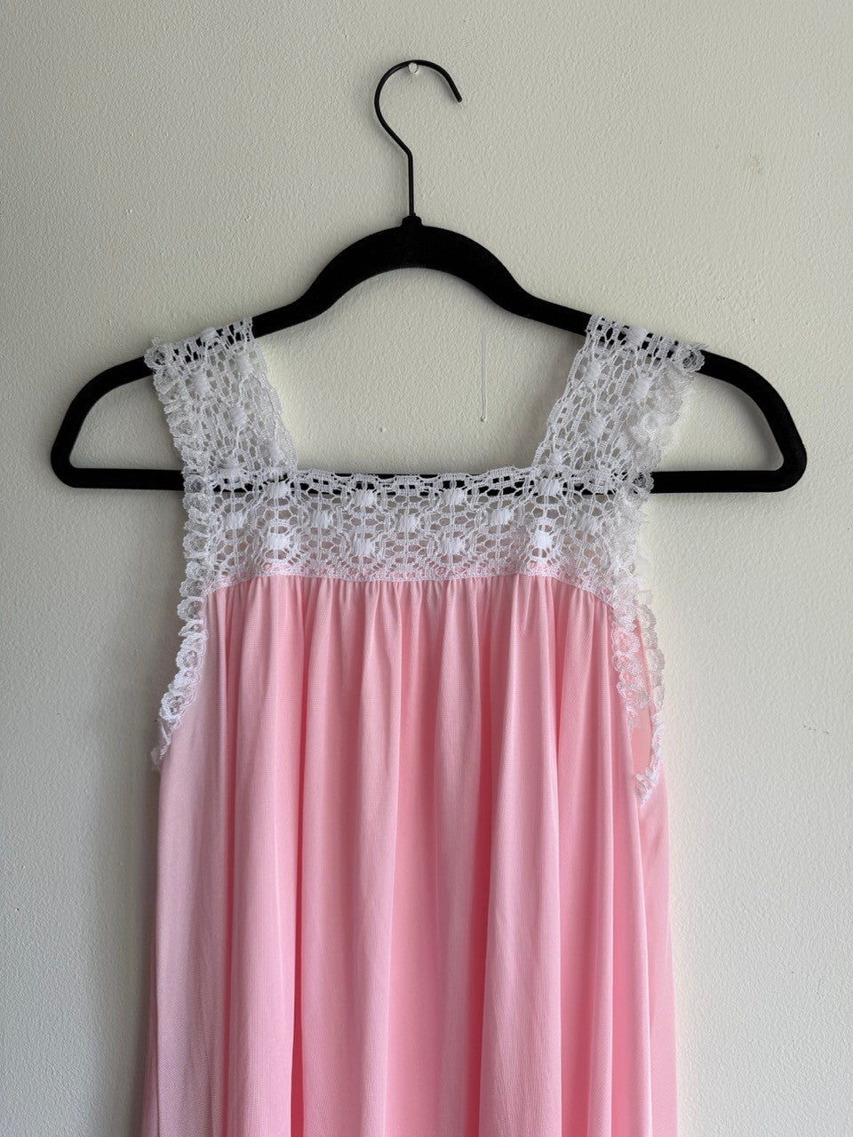 70s pink lace bodice slip dress