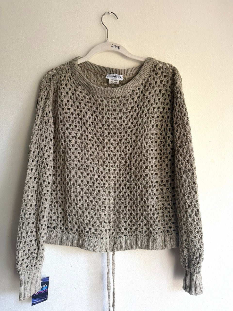 80s fishnet drawstring sweater