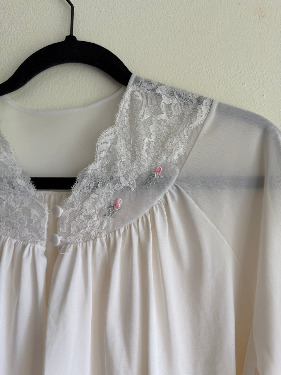 69s white lace trim bed jacket