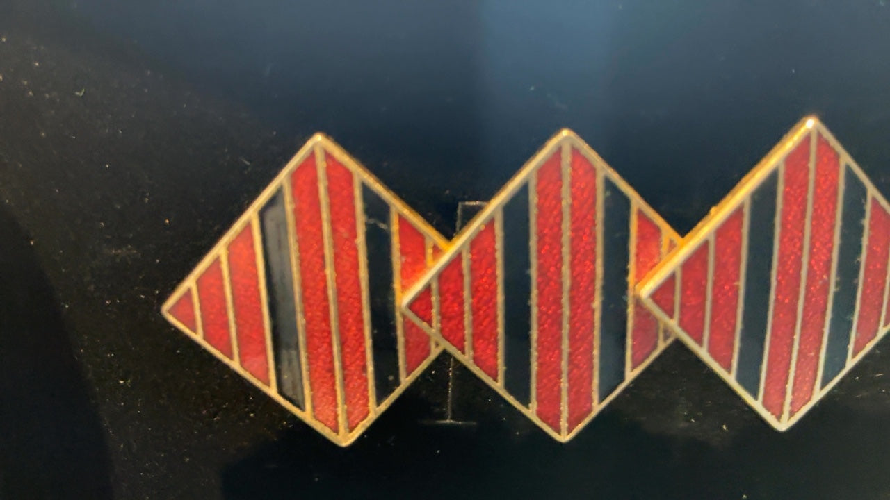 Red & Black Triple Diamond Brooch 