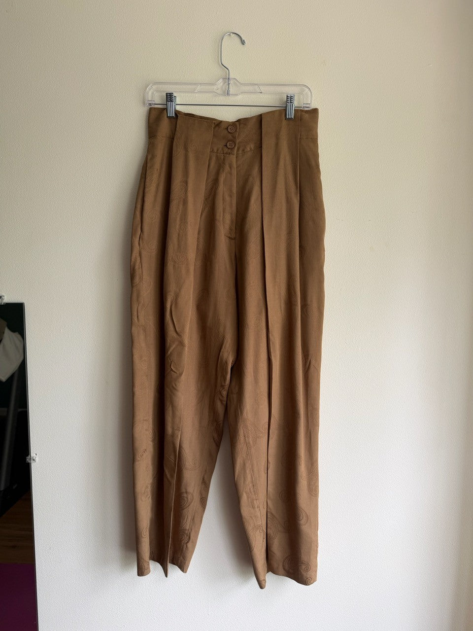 80s high waist pleated paisley pants