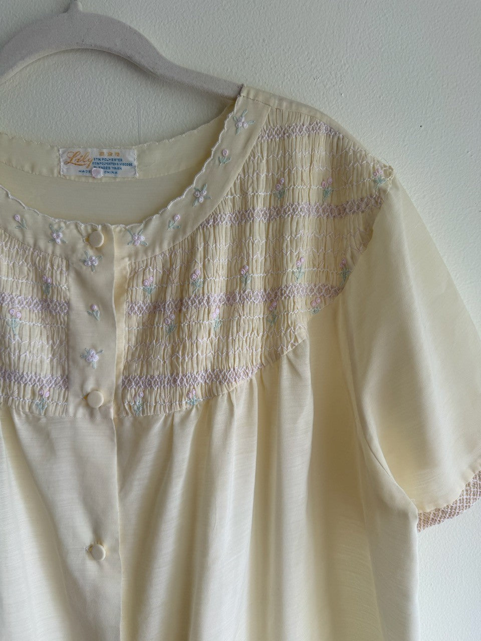 70s ivory smocked patio dress