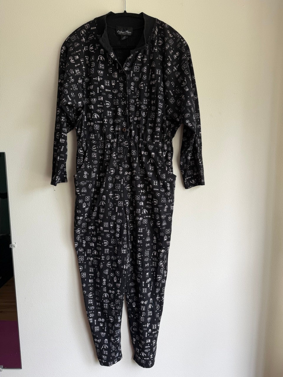 90s black hyroglifics jumpsuit