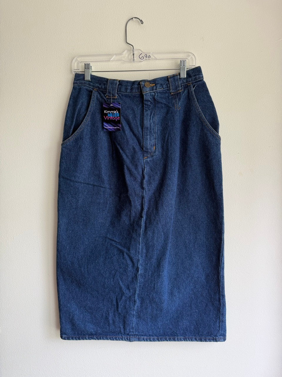 80s dark denim pleated skirt