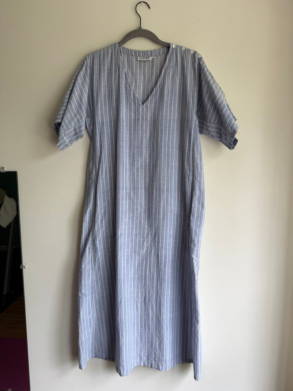 80s Calvin Klein cotton striped shirt dress