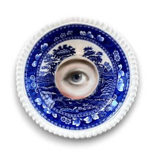No. 3596 Lover's Eye Painting on a Staffordshire Plate by Susannah Carson