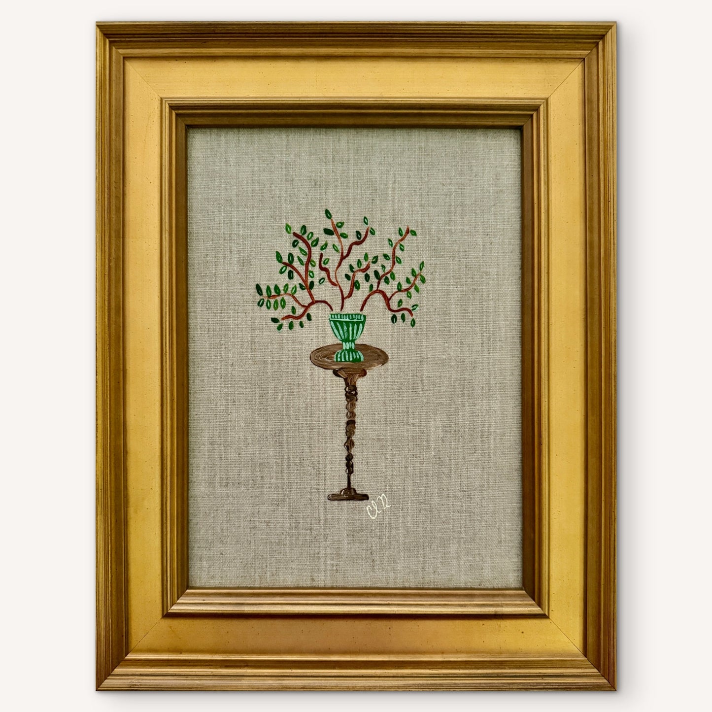 Pedestal Plant No.11 By Chelsea Demarest | Acrylic on linen | 10x8