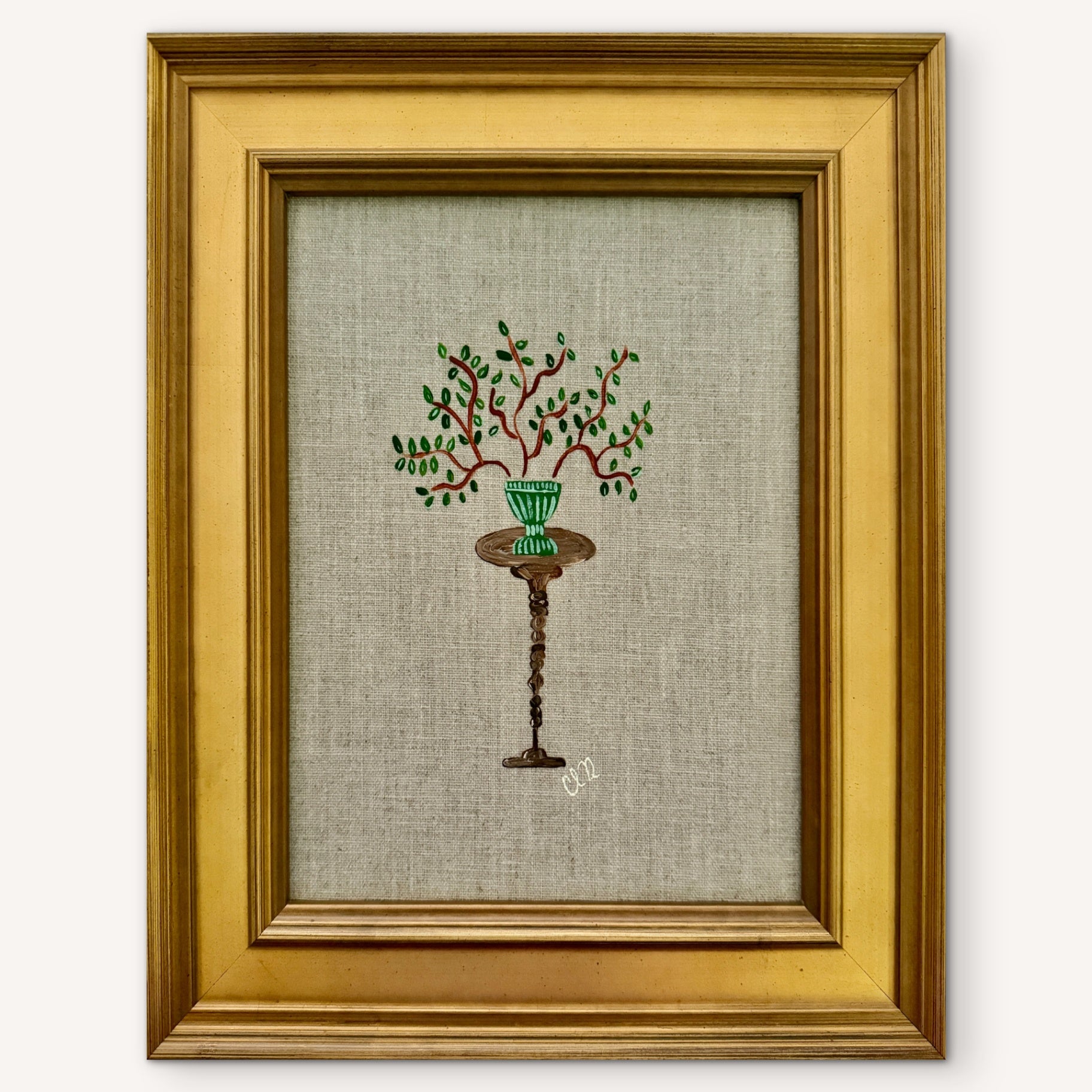 Pedestal Plant No.11 By Chelsea Demarest | Acrylic on linen | 10x8