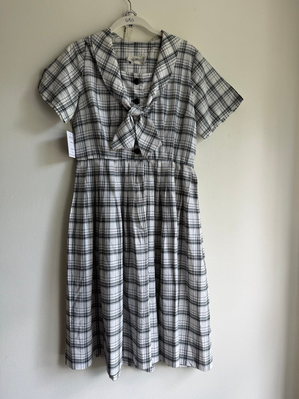 1950s black/white plaid dress