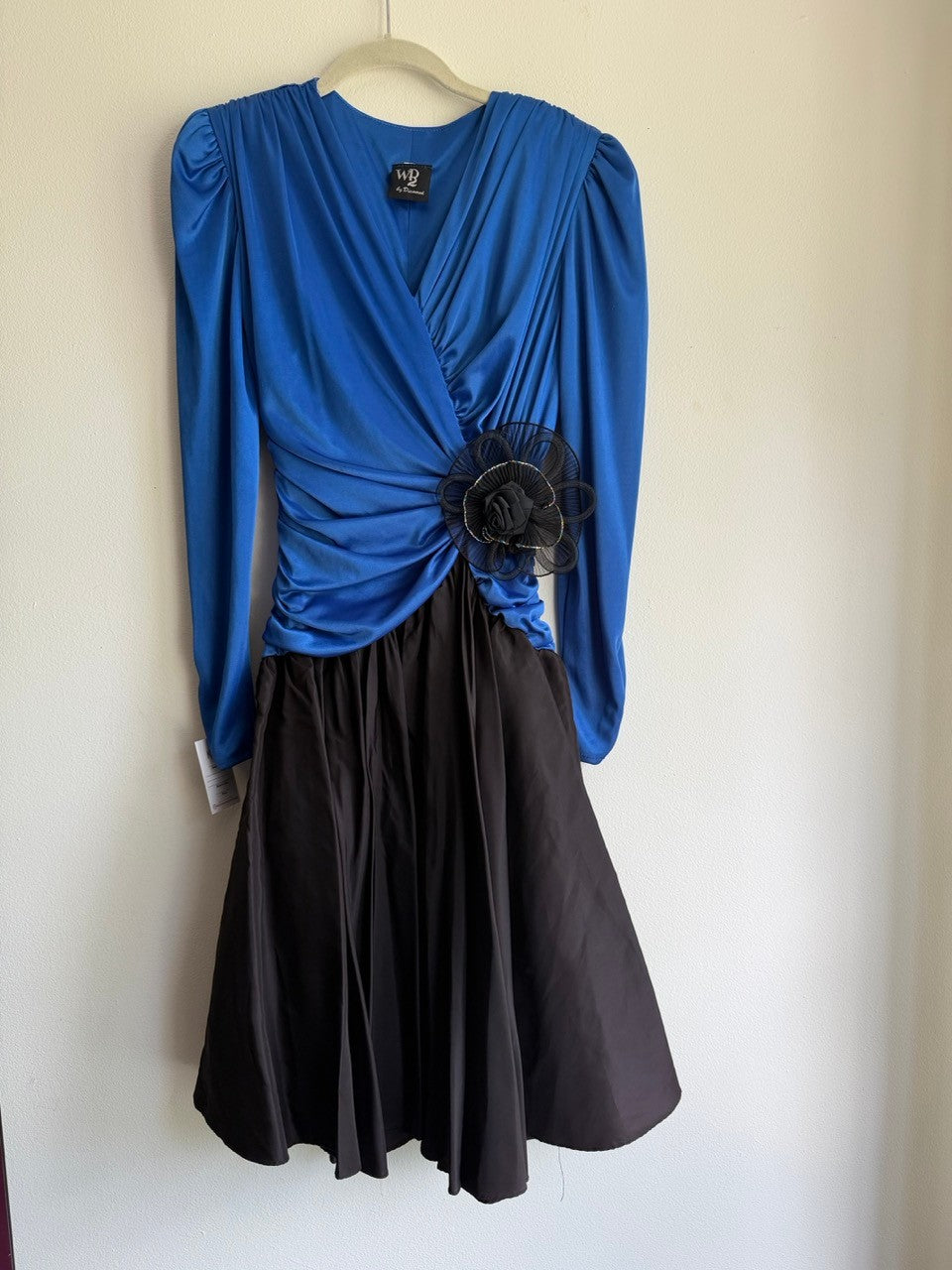 80s royal blue/black party dress