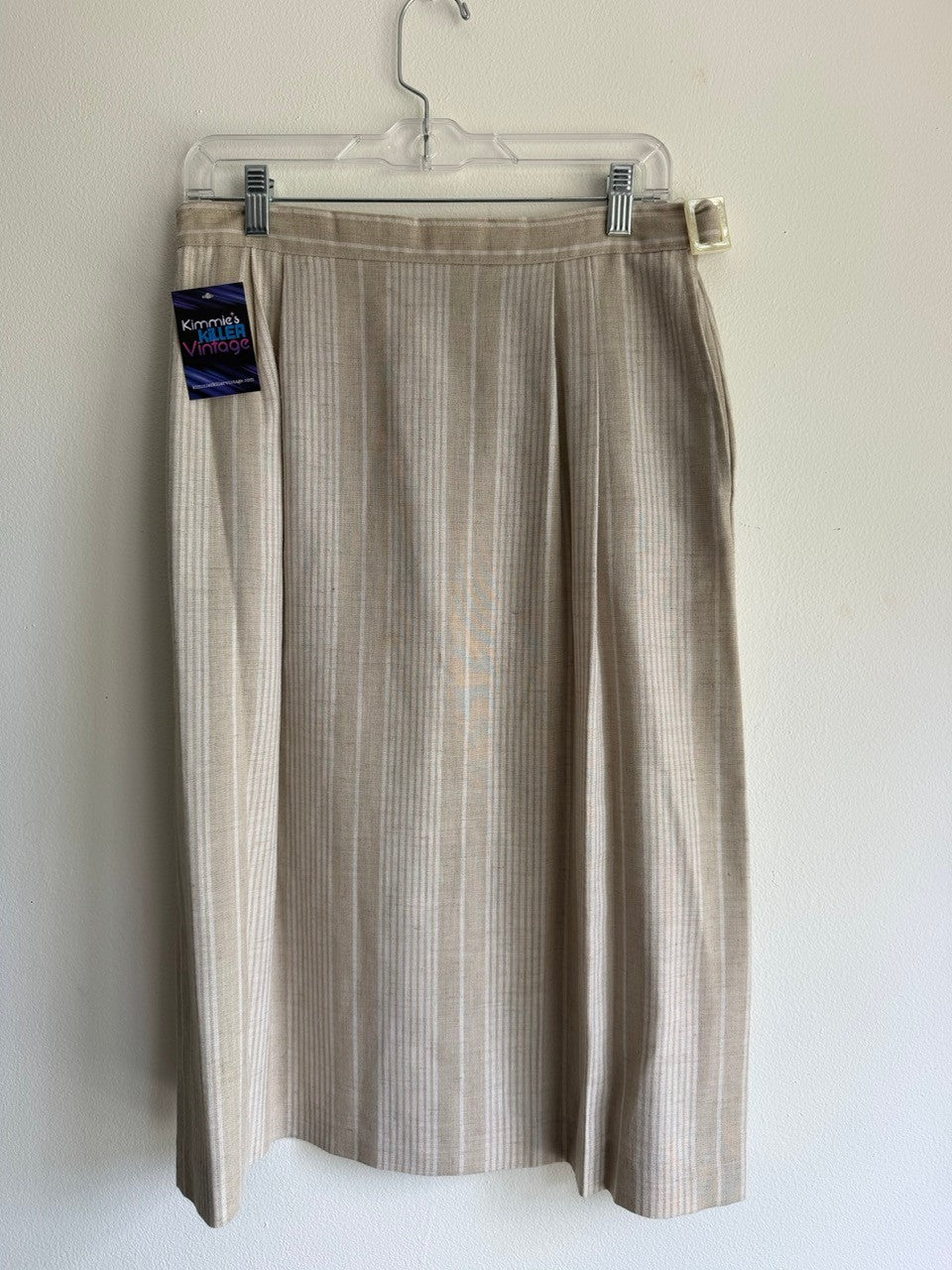 70s linen blend striped skirt
