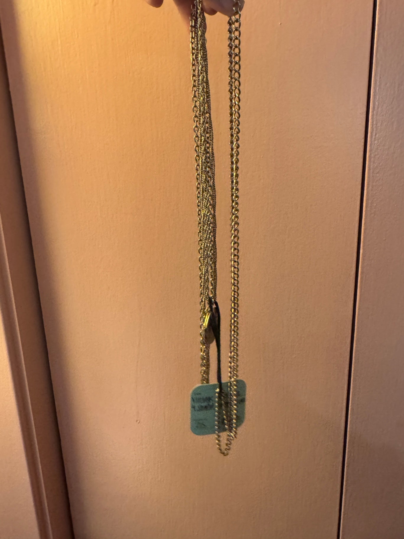 Vintage Gold Tone 4 Strand Locket Necklace