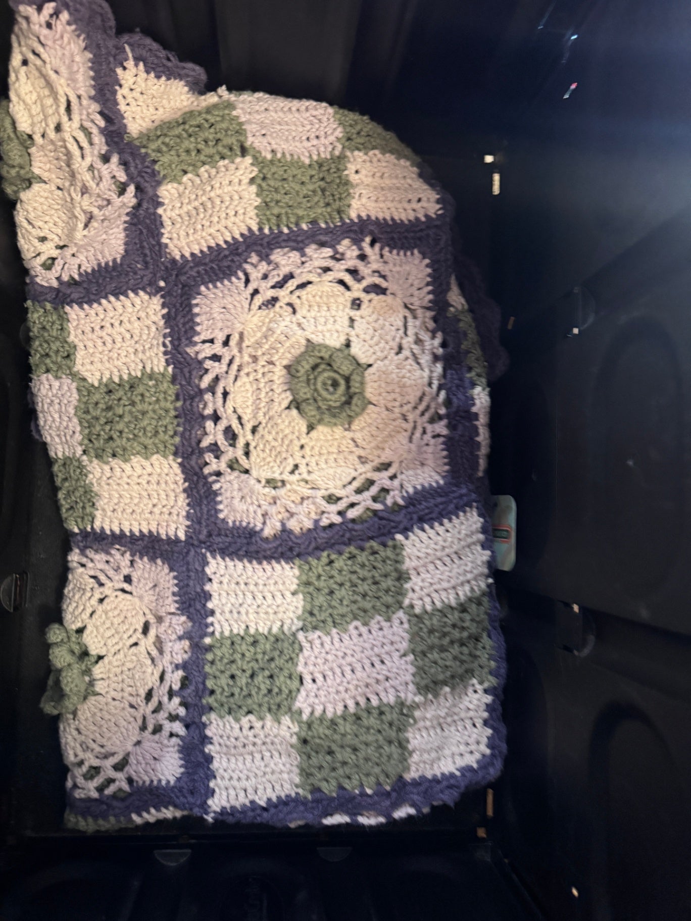 Vintage Purple + Green Crochet Afghan