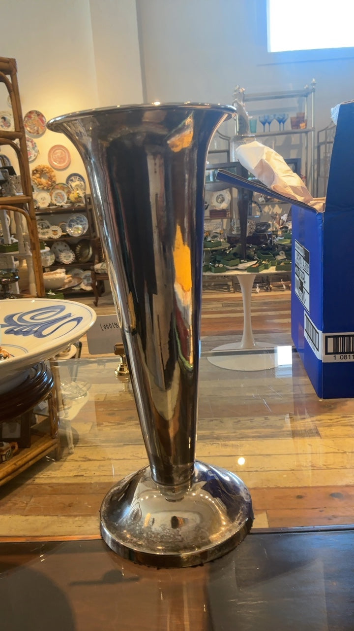 Tall Silver Plated Vase