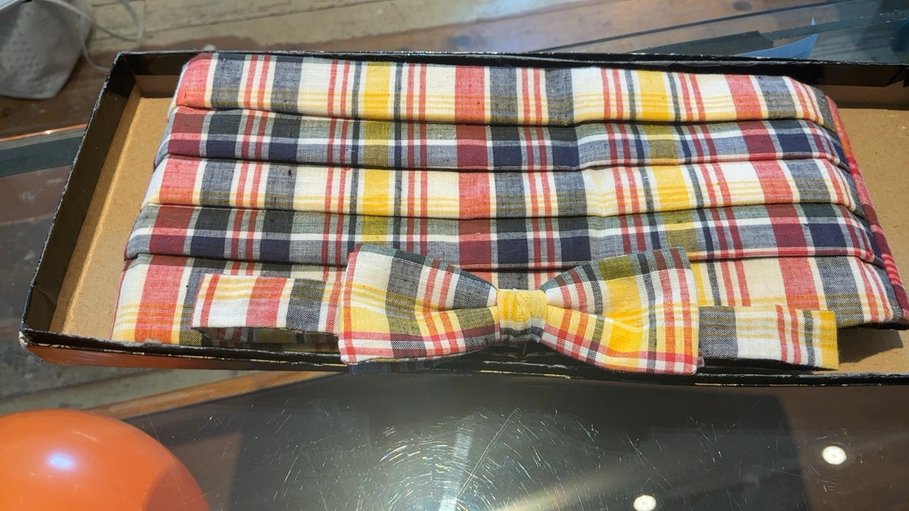 Vintage Madras Cummerbund and Bow Tie