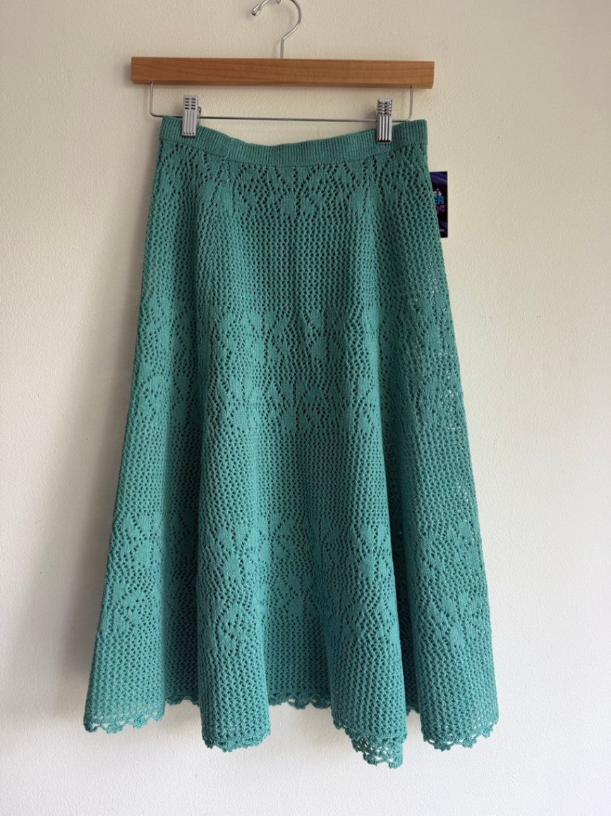 70s crocheted lace sweater/skirt set