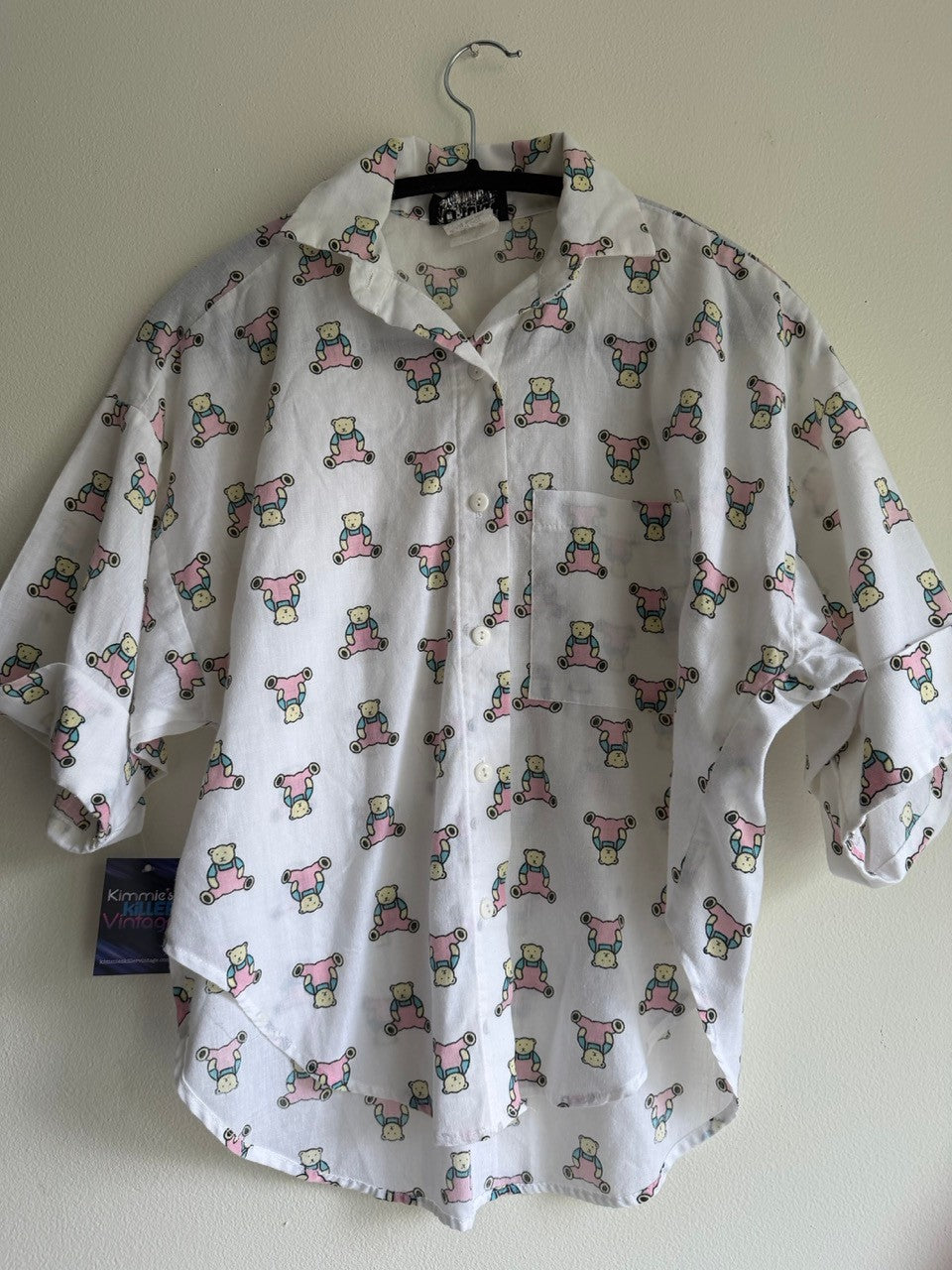 80s teddy bear button up shirt