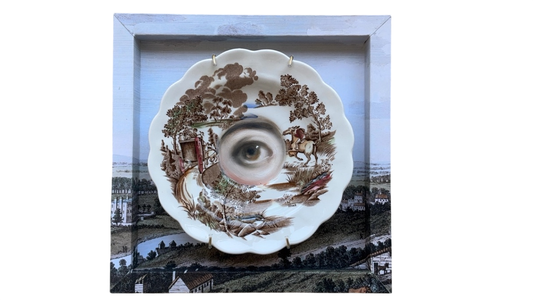 No. 3588 Lover's Eye Painting on a Staffordshire Landscape Plate by Susannah Carson