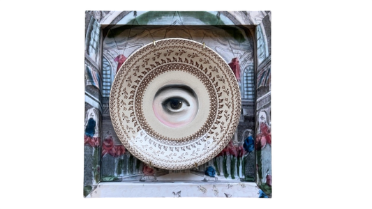 No. 3586 Lover's Eye Painting on a Brown Aesthetic Staffordshire Plate by Susannah Carson