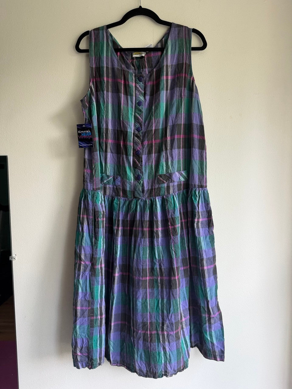 80s cotton plaid jumper