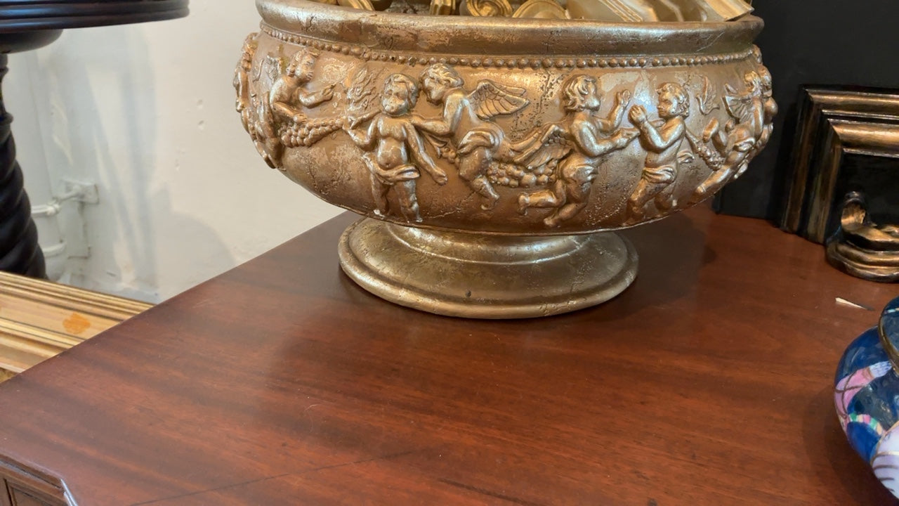 Large Vintage Gilt Cherub Bowl