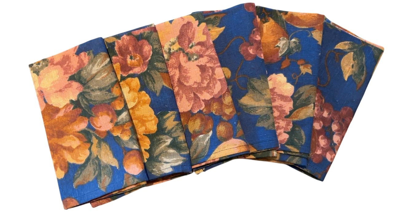 Vintage Floral & Fruit Tapestry-style Napkins (6)