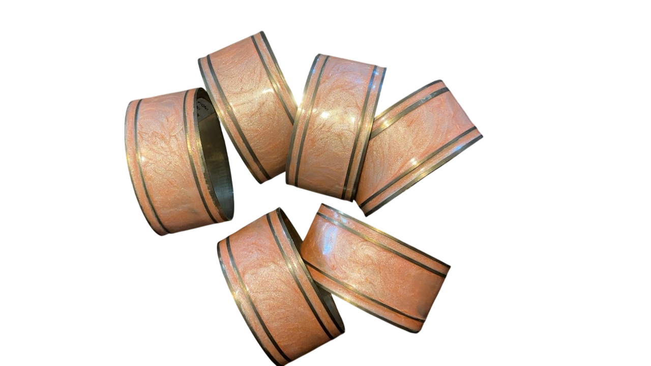 Pink Enamel Napkin Rings (6)