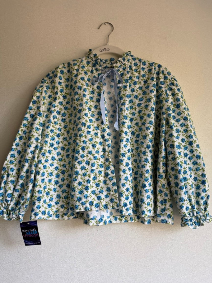 70s floral flannel bed jacket