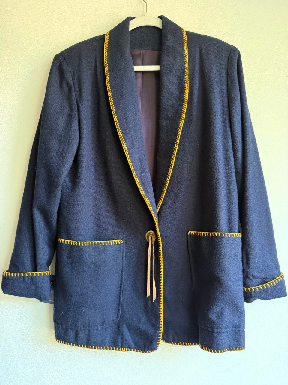 80s navy whipstitch western blazer