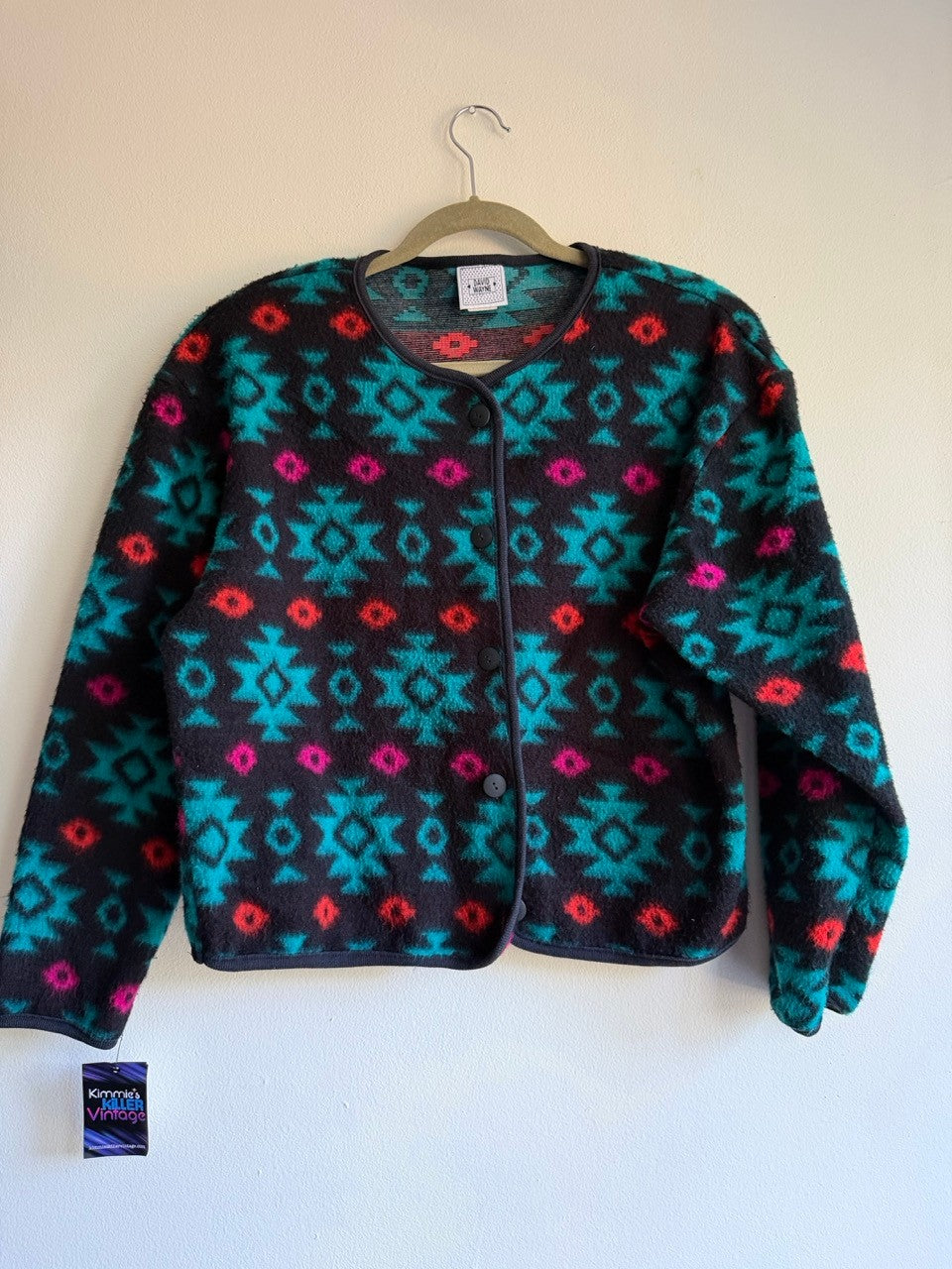 80s vibrant southwestern cropped jacket