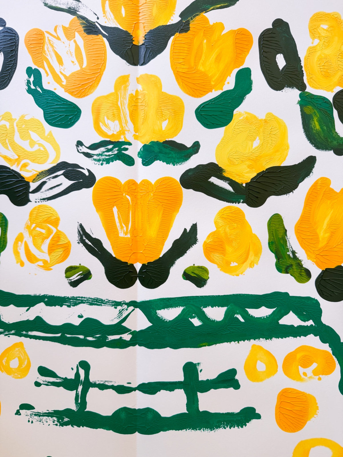 “Sunny Disposition” Rorschach Double Happiness Ginger Jar Acrylic Painting 22x30”